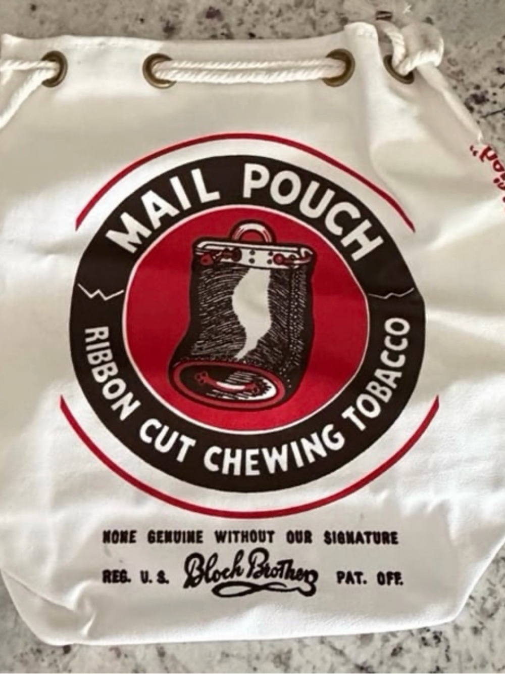 NWOT Bloch Brothers Canvas Mail Pouch Ribbon Cut Chewing Tobacco Drawstring Bag